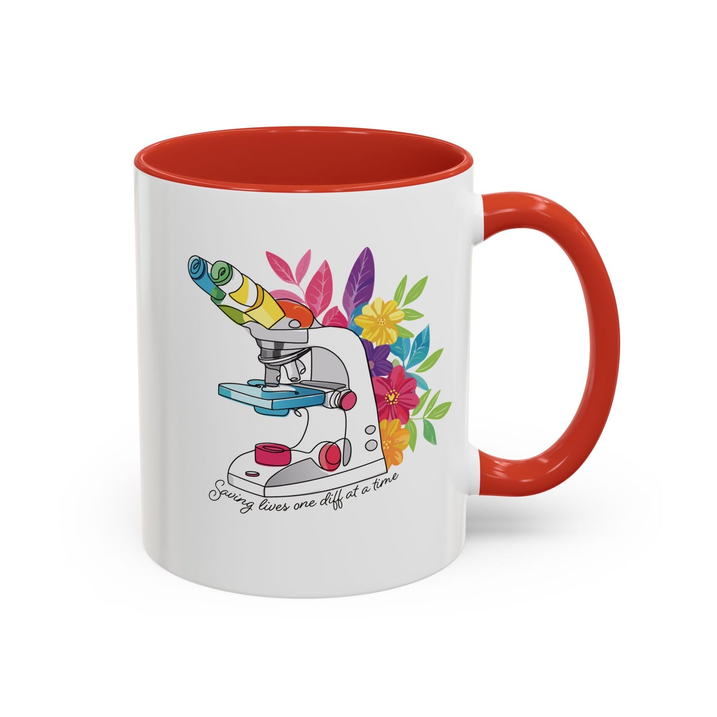 Floral Doodle Microscope Accent Coffee Mug (11, 15oz)