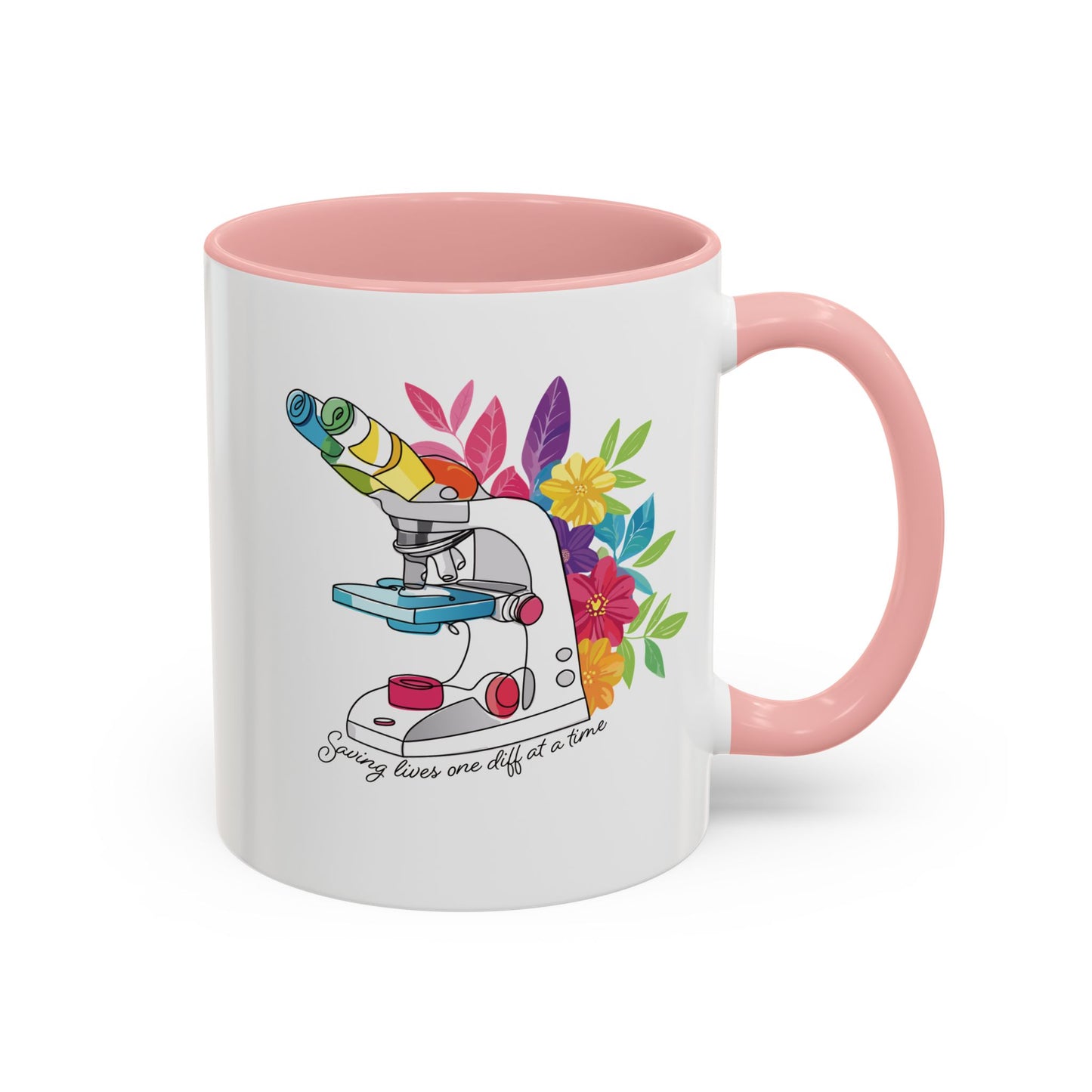 Floral Doodle Microscope Accent Coffee Mug (11, 15oz)