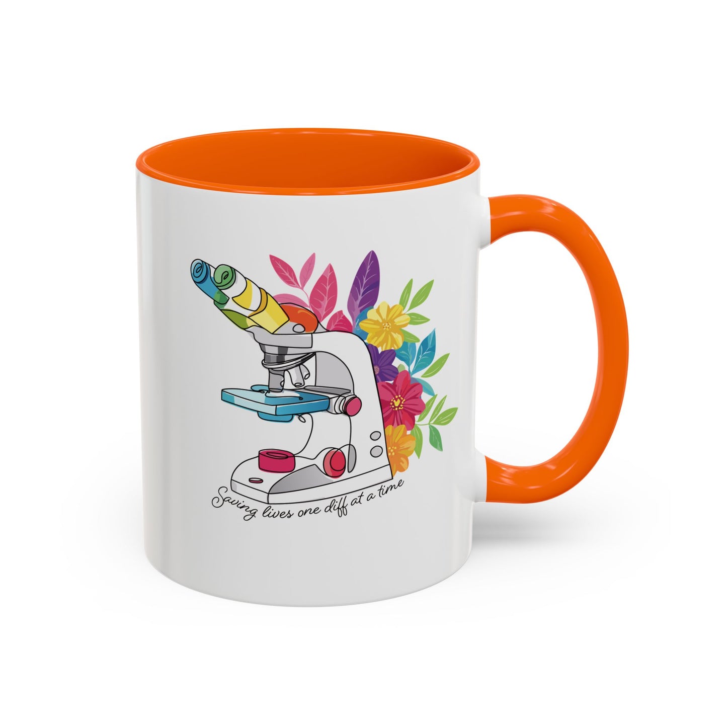 Floral Doodle Microscope Accent Coffee Mug (11, 15oz)