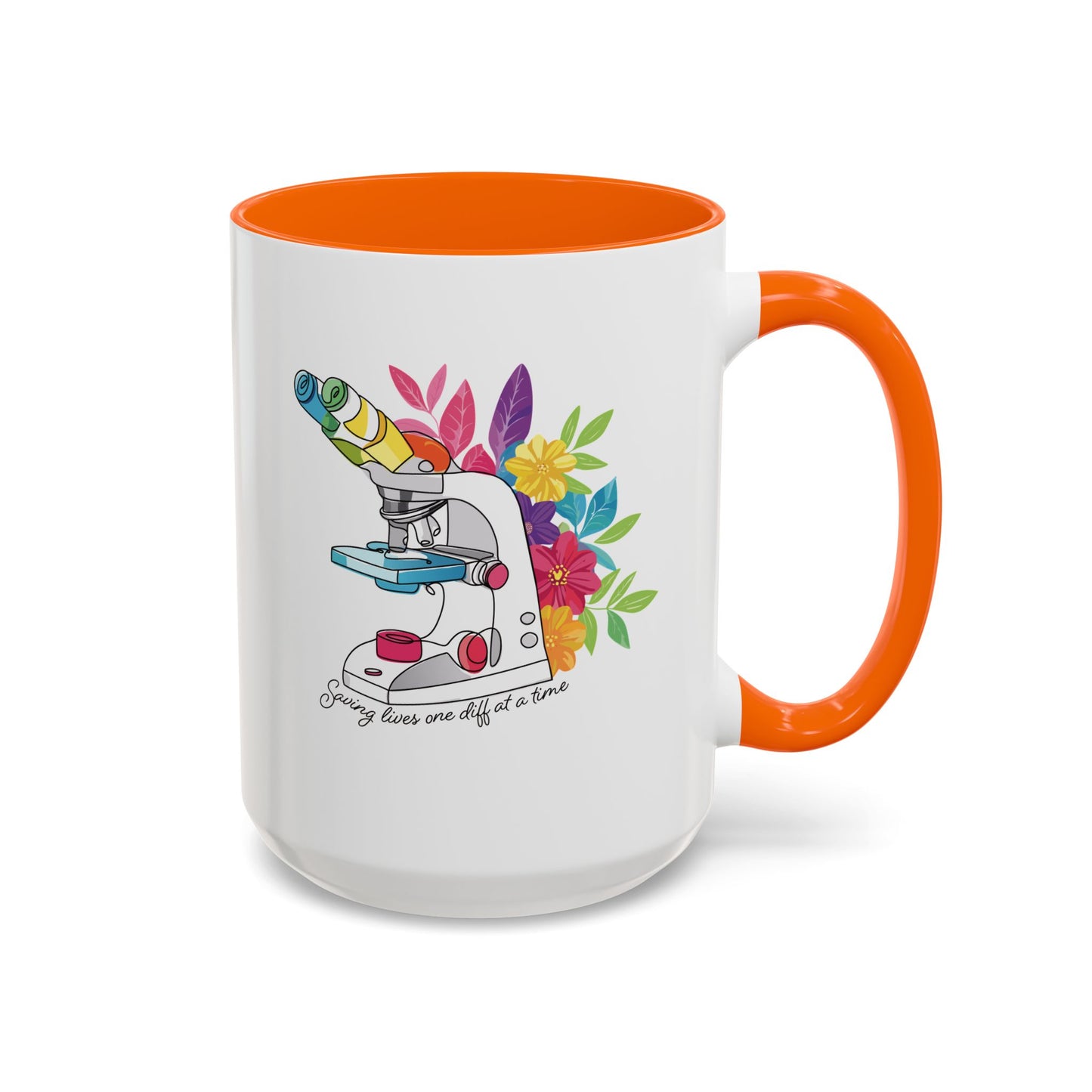 Floral Doodle Microscope Accent Coffee Mug (11, 15oz)