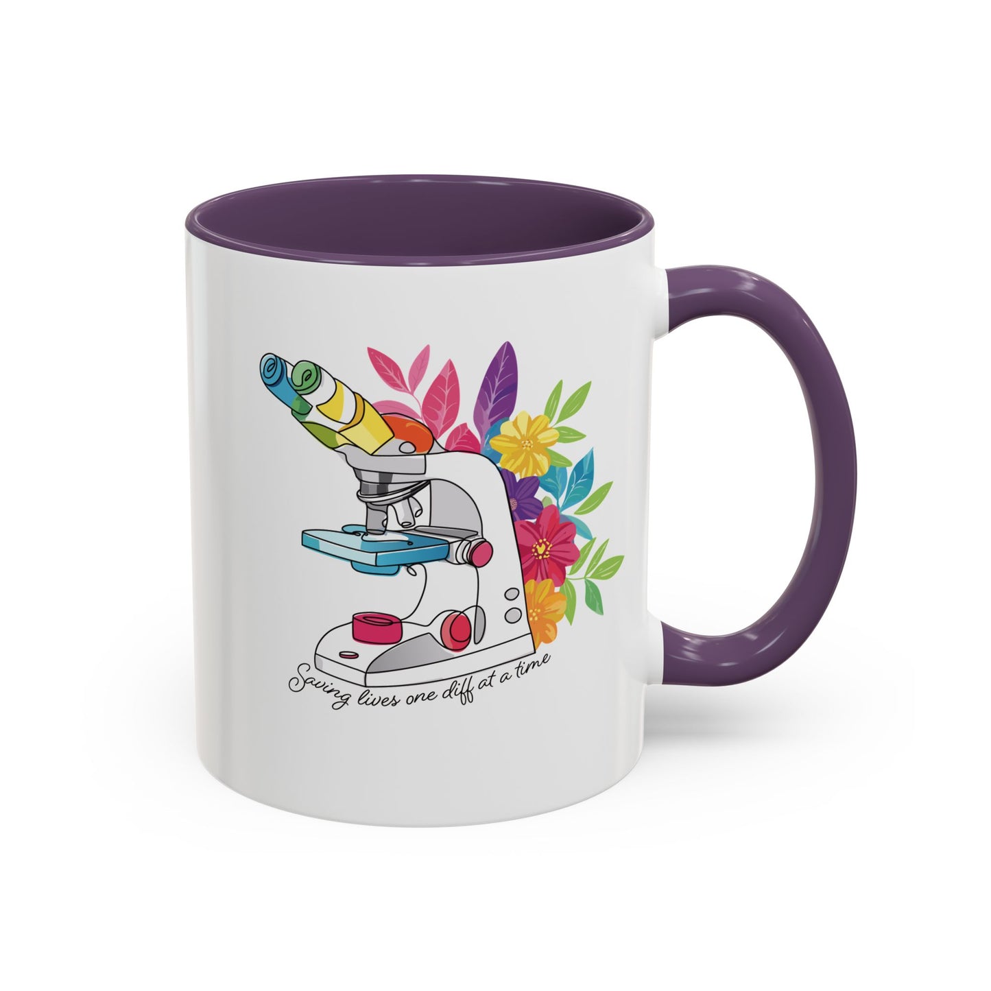Floral Doodle Microscope Accent Coffee Mug (11, 15oz)