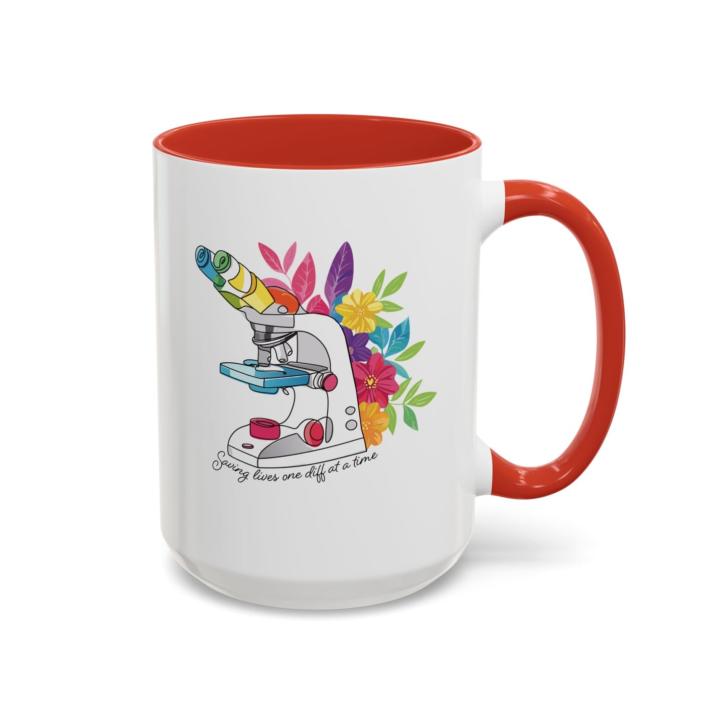 Floral Doodle Microscope Accent Coffee Mug (11, 15oz)