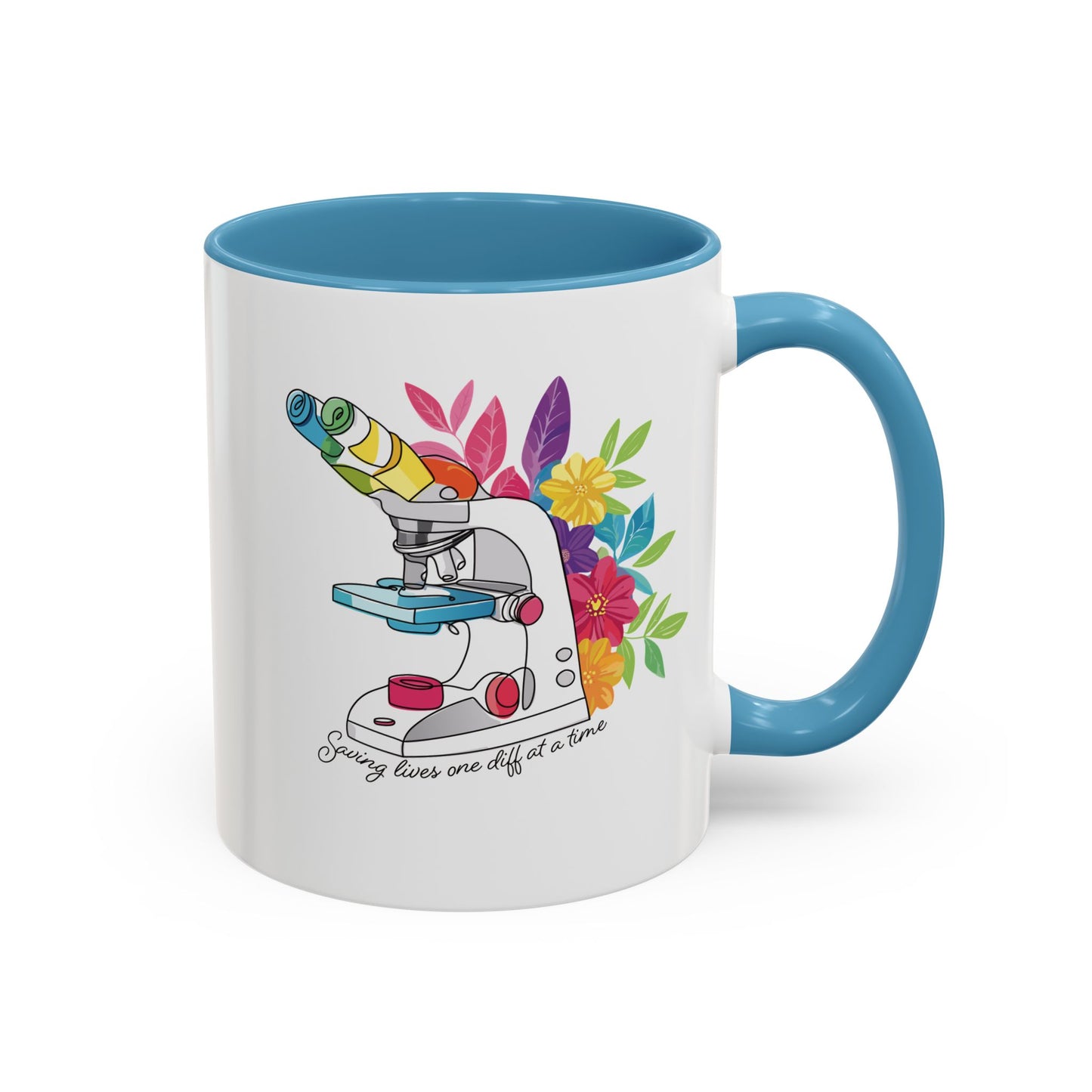 Floral Doodle Microscope Accent Coffee Mug (11, 15oz)
