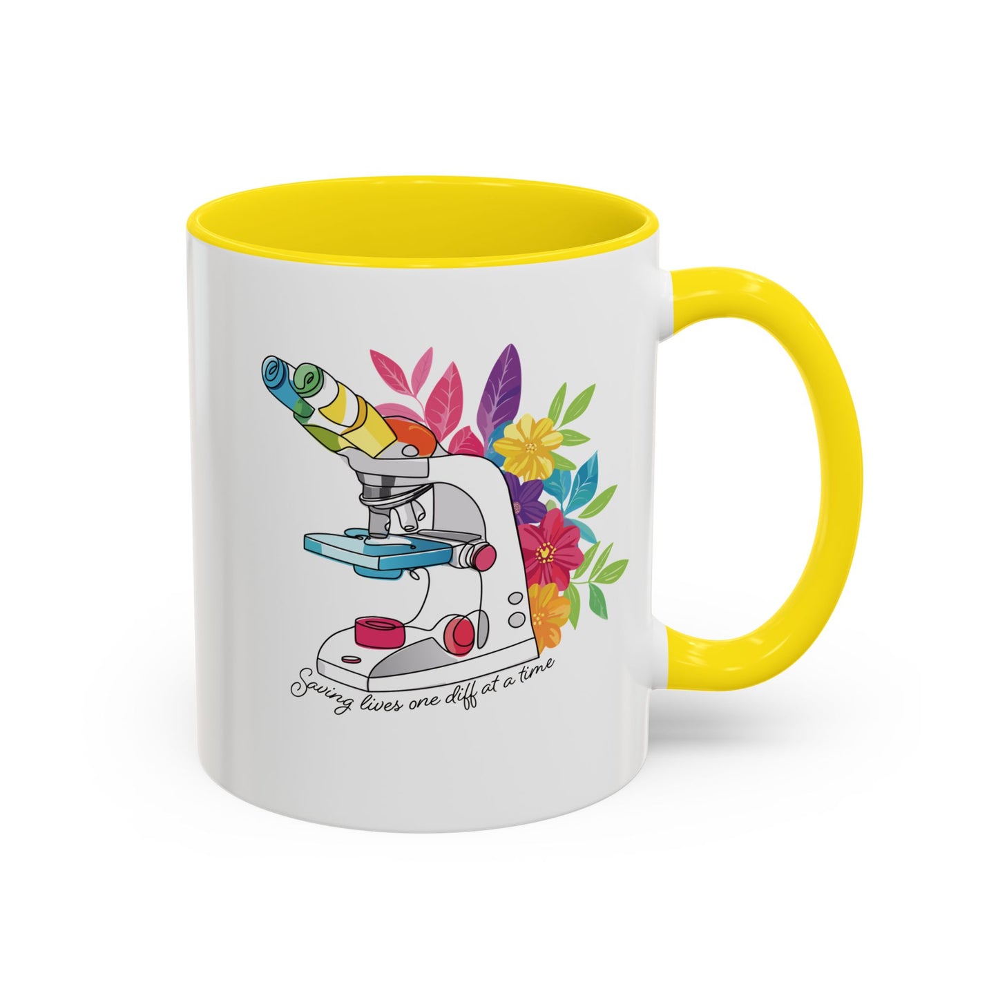 Floral Doodle Microscope Accent Coffee Mug (11, 15oz)