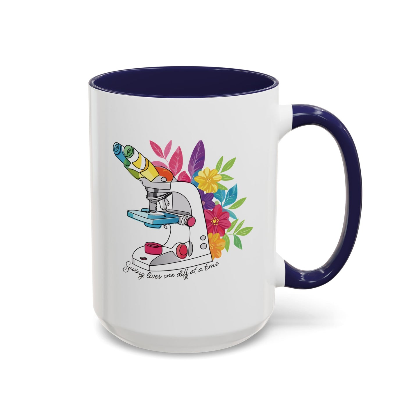 Floral Doodle Microscope Accent Coffee Mug (11, 15oz)