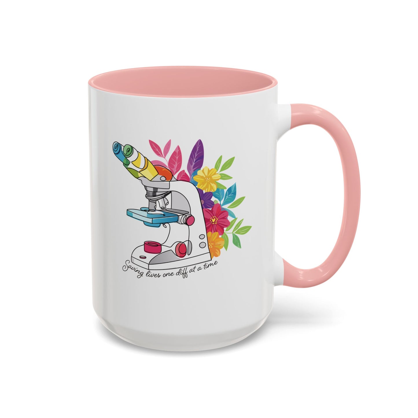 Floral Doodle Microscope Accent Coffee Mug (11, 15oz)