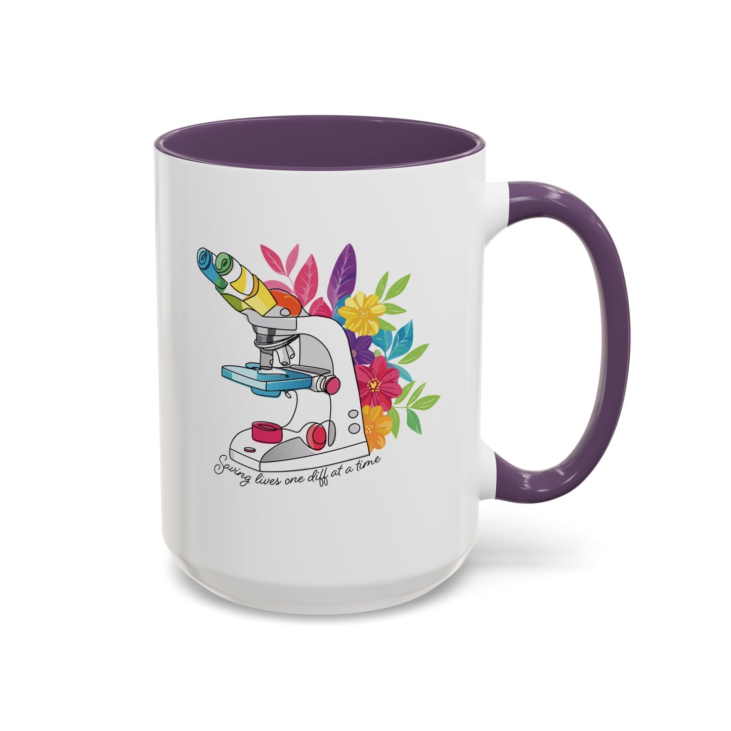 Floral Doodle Microscope Accent Coffee Mug (11, 15oz)