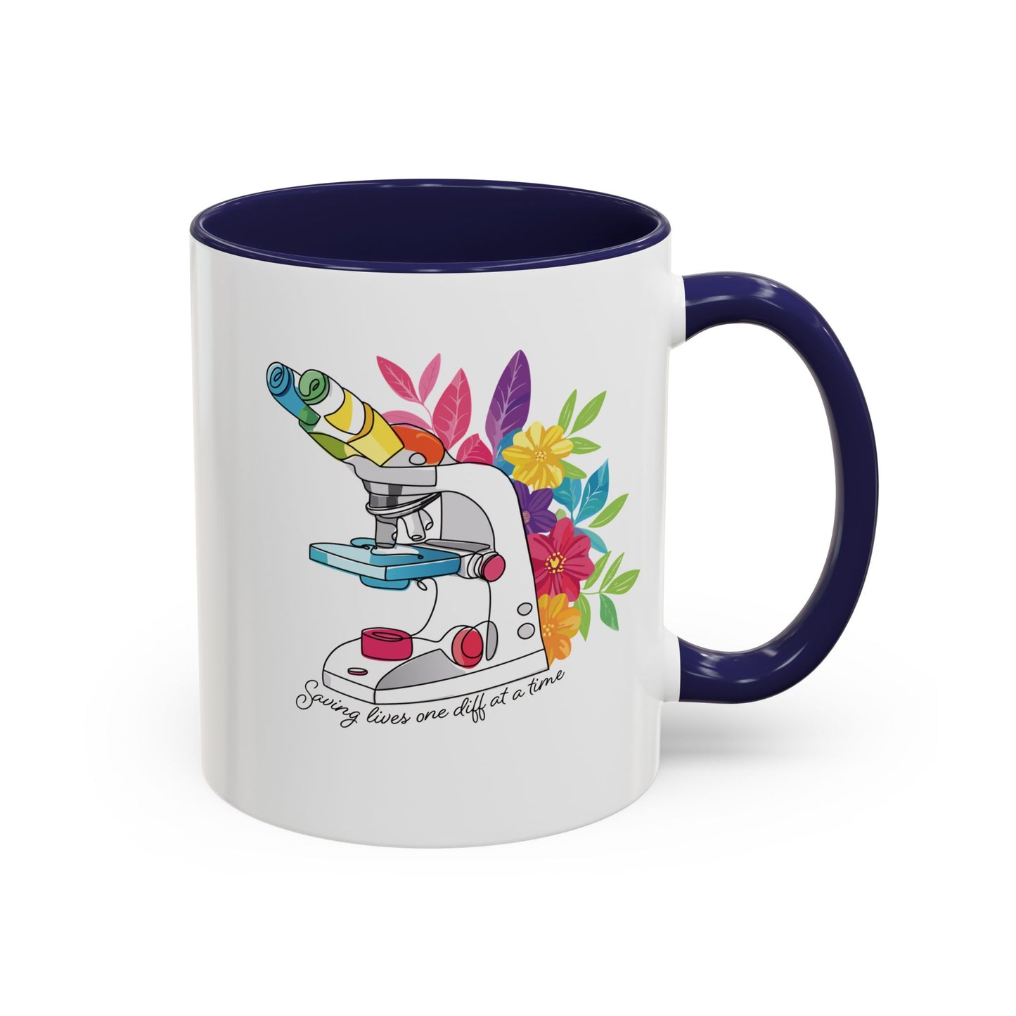 Floral Doodle Microscope Accent Coffee Mug (11, 15oz)