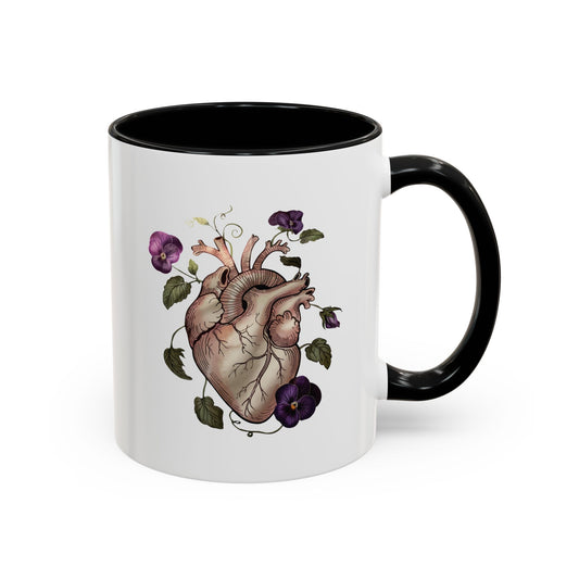 Floral Heart Organ Illustration Mug