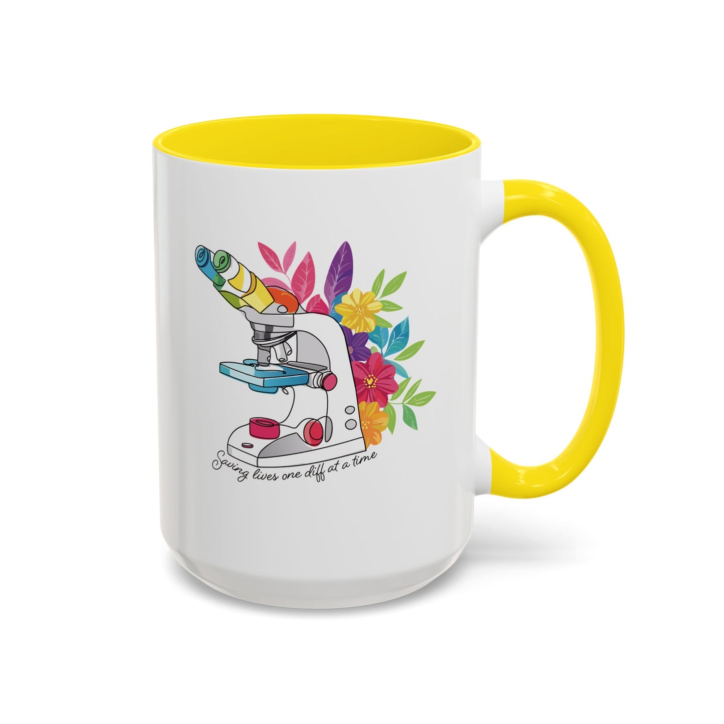 Floral Doodle Microscope Accent Coffee Mug (11, 15oz)