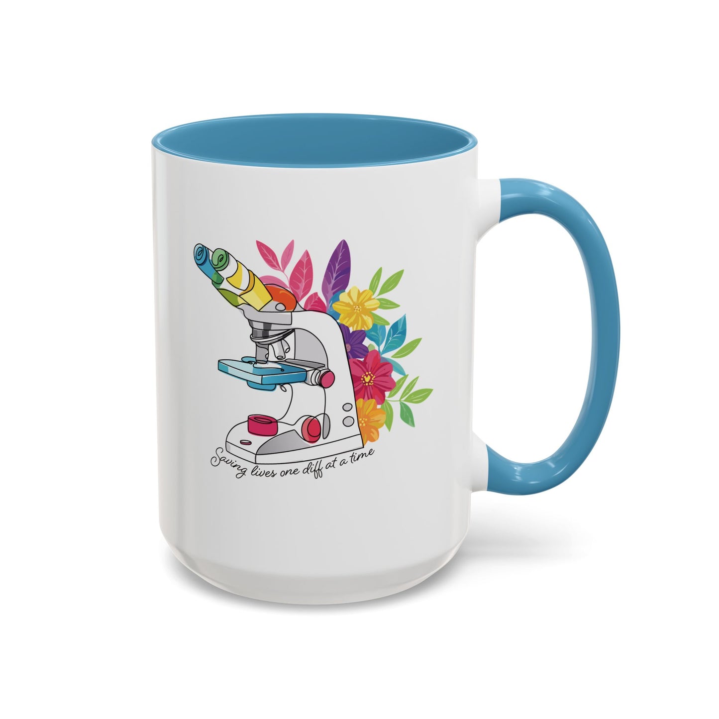 Floral Doodle Microscope Accent Coffee Mug (11, 15oz)